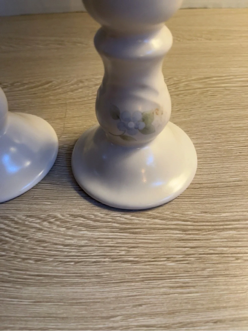 Vintage Pfaltzgraff Floral Ceramic Candlestick Holders Pair 5” White Blue Pink